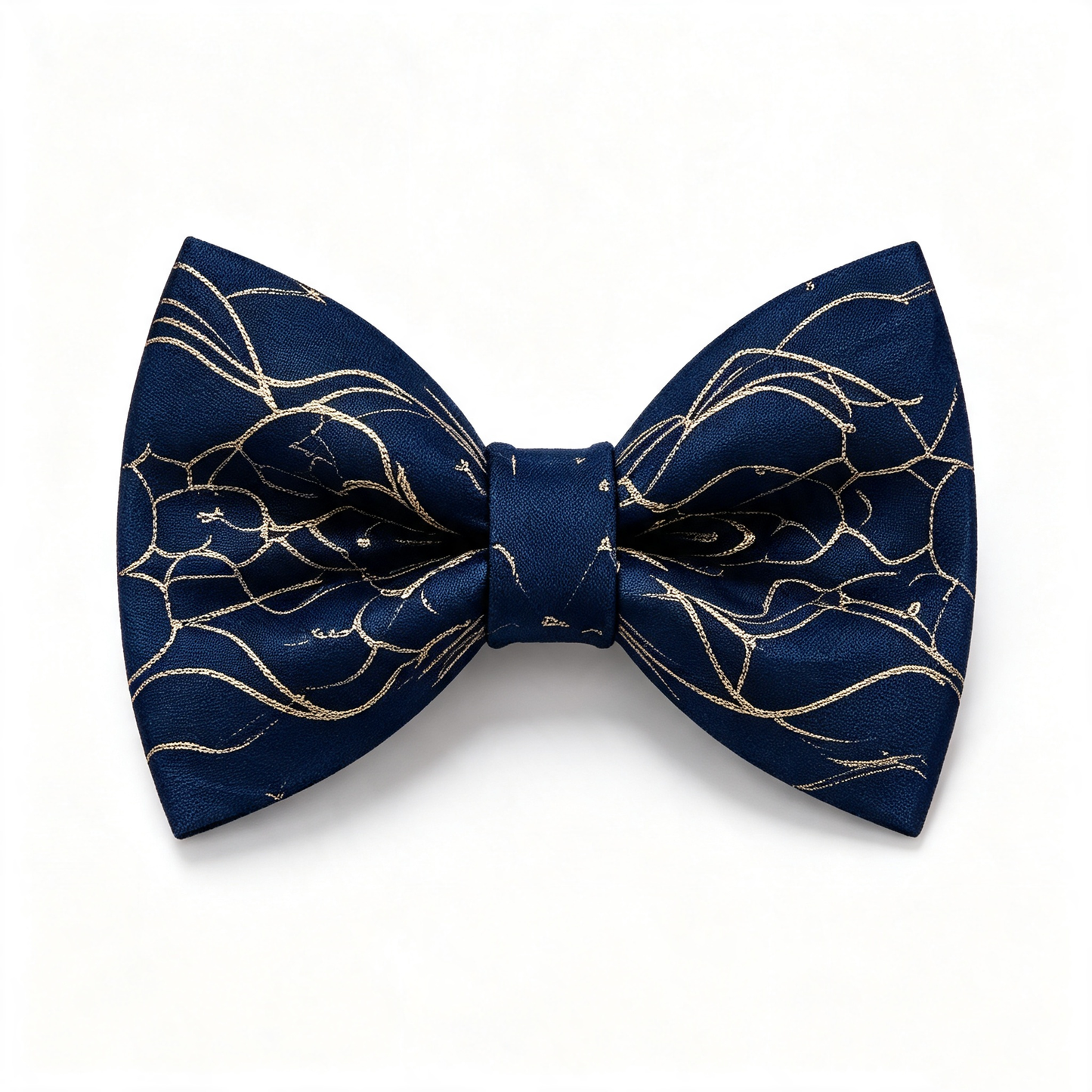 Navy Gold Floral Line Art Pre Tied Bow Tie