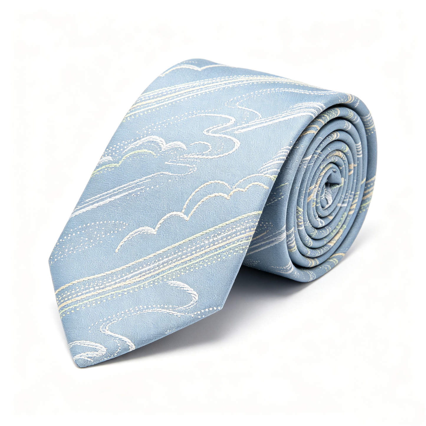 Light Blue Wispy Cloud Pattern Necktie