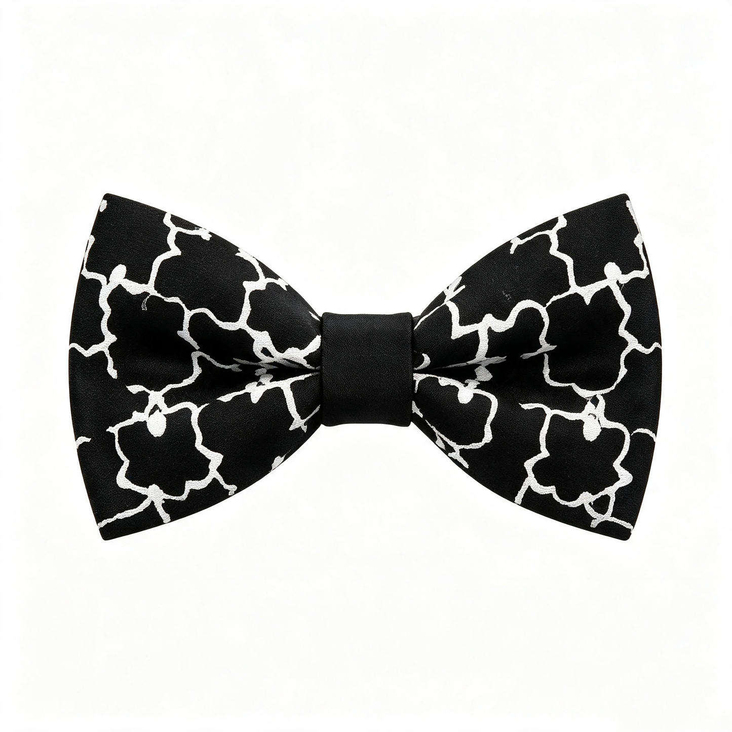Black White Abstract Floral Pre Tied Bow Tie