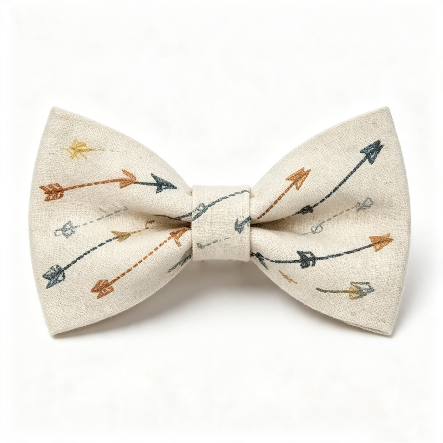 Beige Multi Color Arrow Print Pre Tied Bow Tie