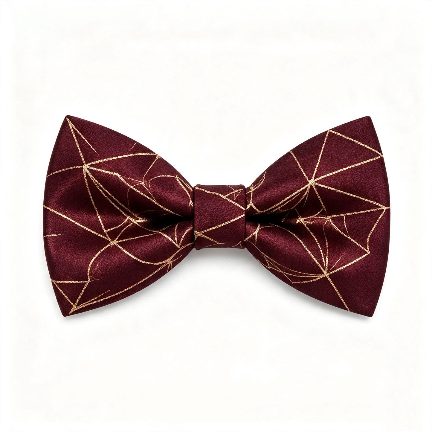 Burgundy Gold Geometric Line Pre Tied Bow Tie