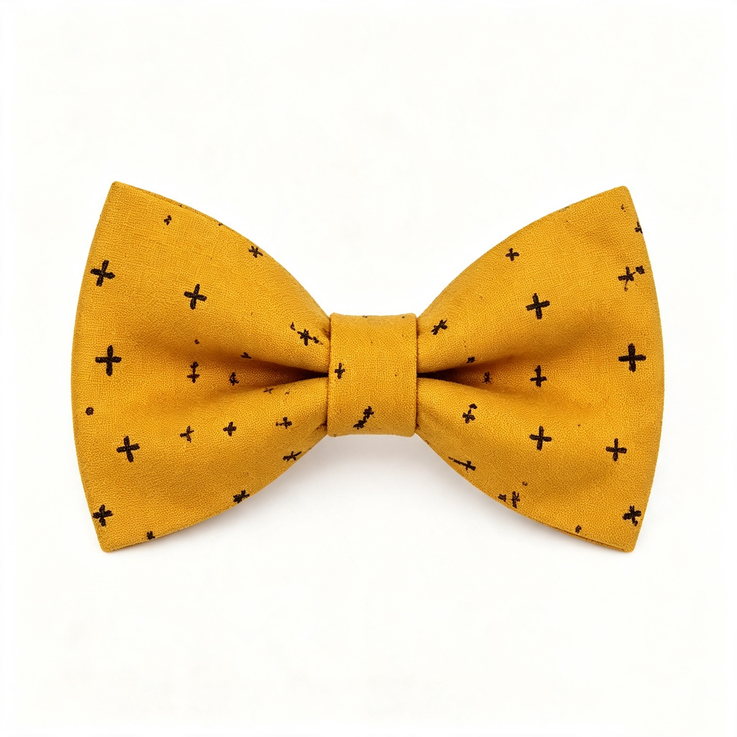 Mustard Yellow Small Cross Print Pre Tied Bow Tie