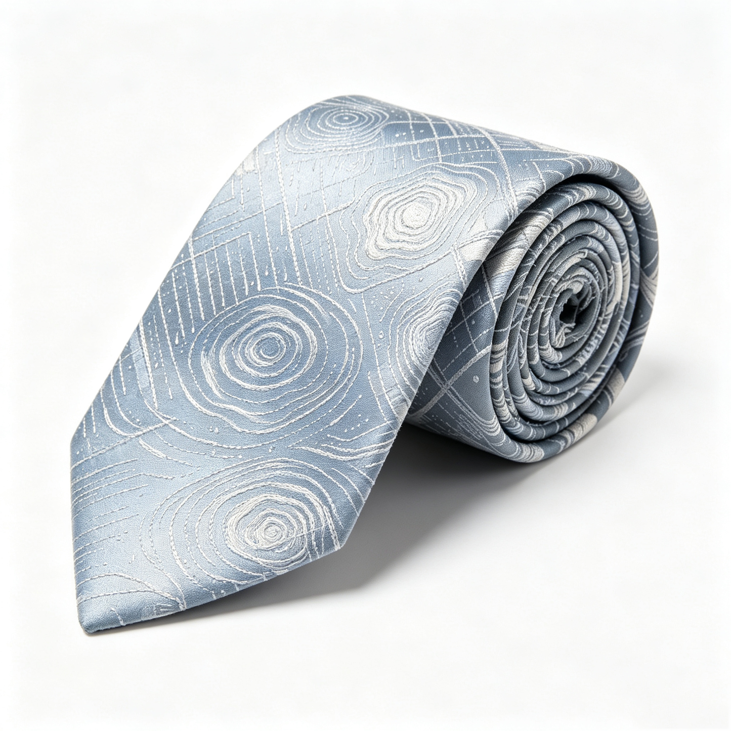 Dusty Blue Tree Ring Wood Grain Necktie