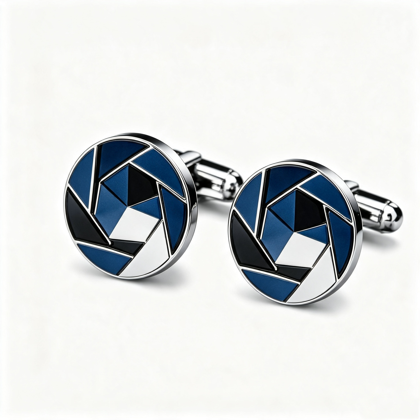 Round Geometric Mosaic Mens Cufflinks