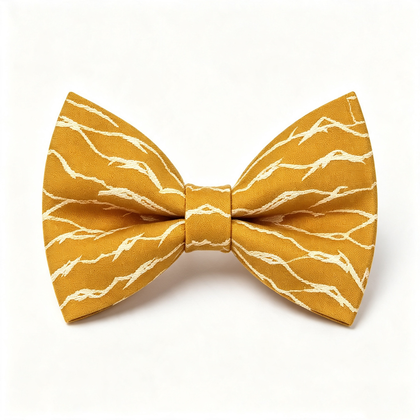 Mustard White Branch Texture Pre Tied Bow Tie