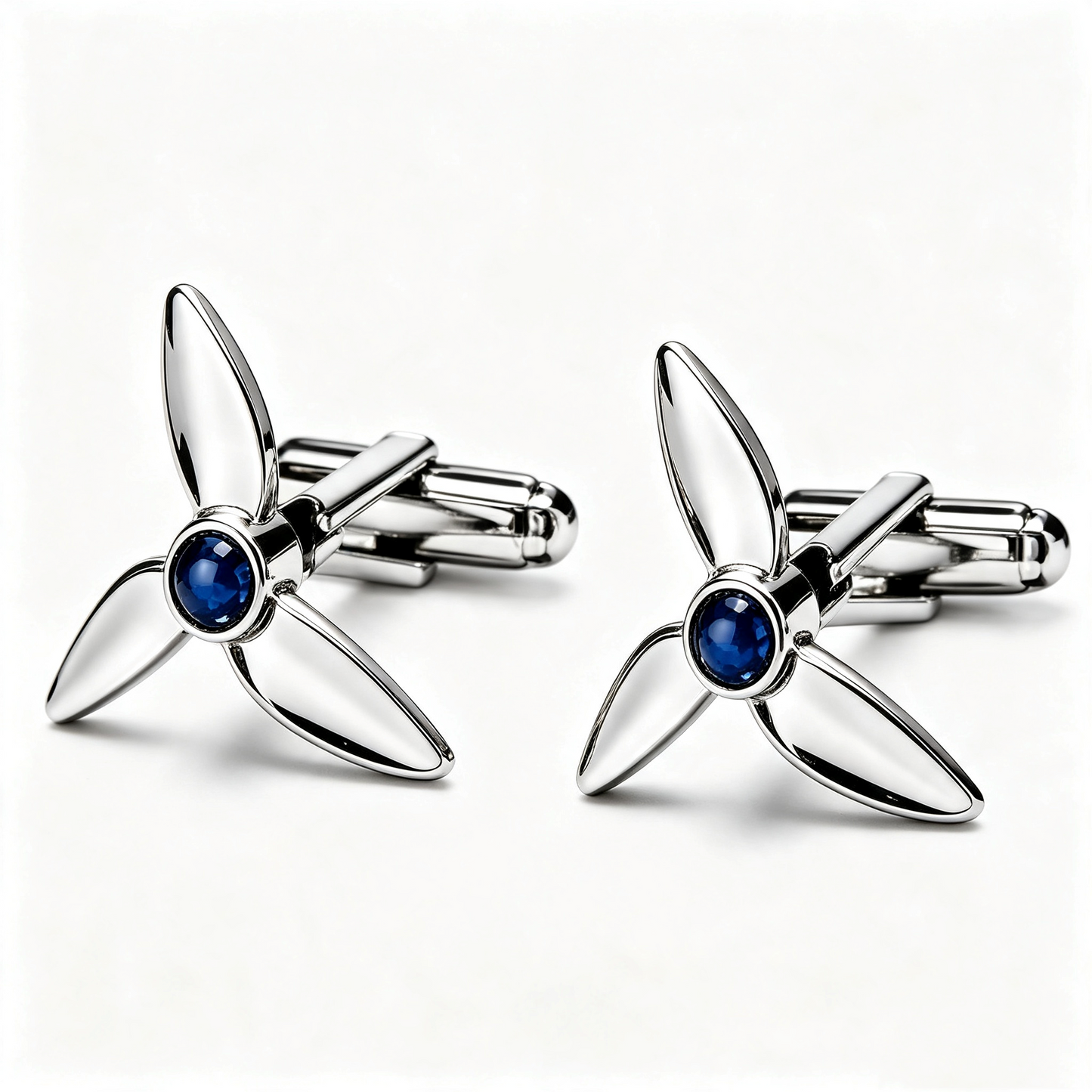 Propeller Blue Crystal Mens Cufflinks