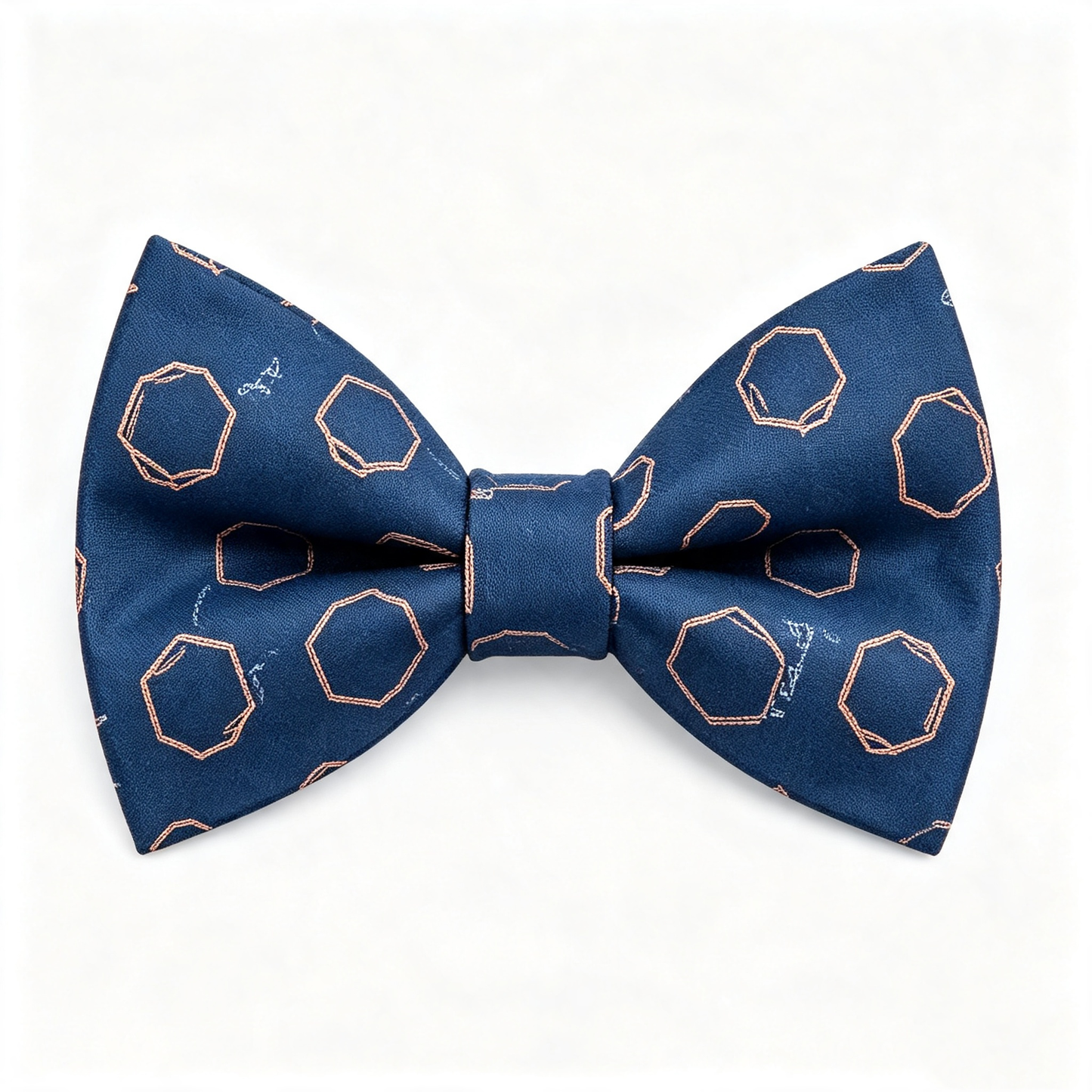 Navy Rose Gold Hexagon Outline Pre Tied Bow Tie