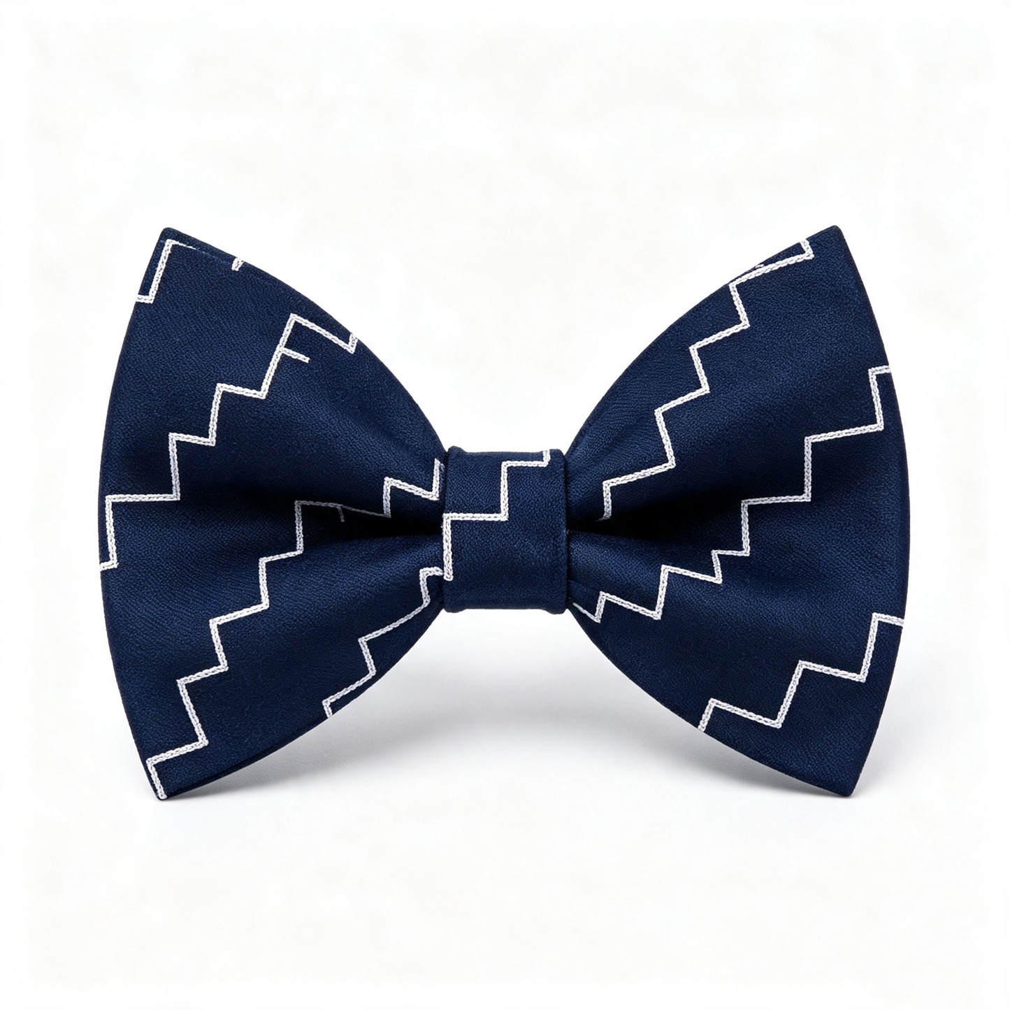 Navy White Zigzag Geometric Pre Tied Bow Tie