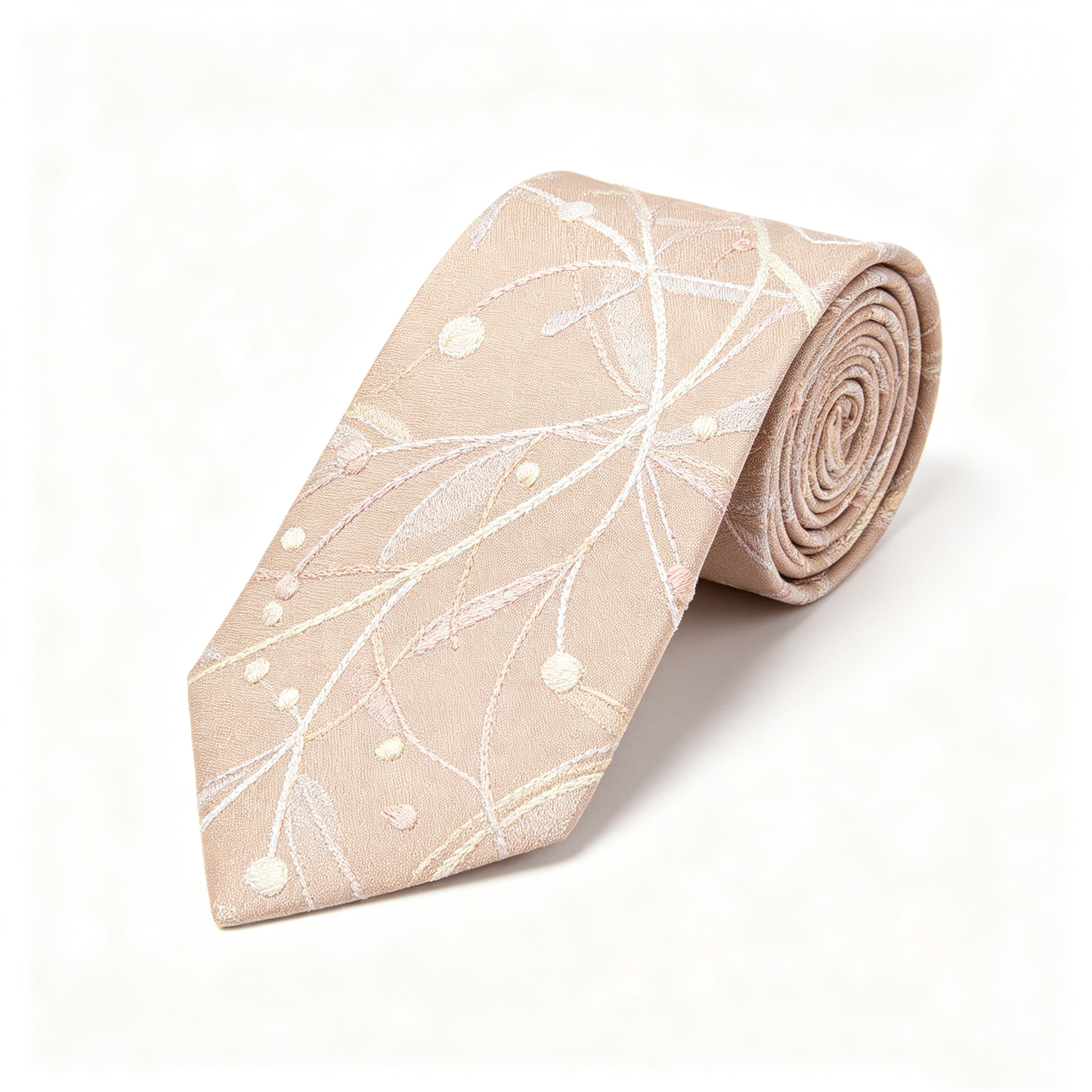 Blush Beige Abstract Botanical Line Necktie