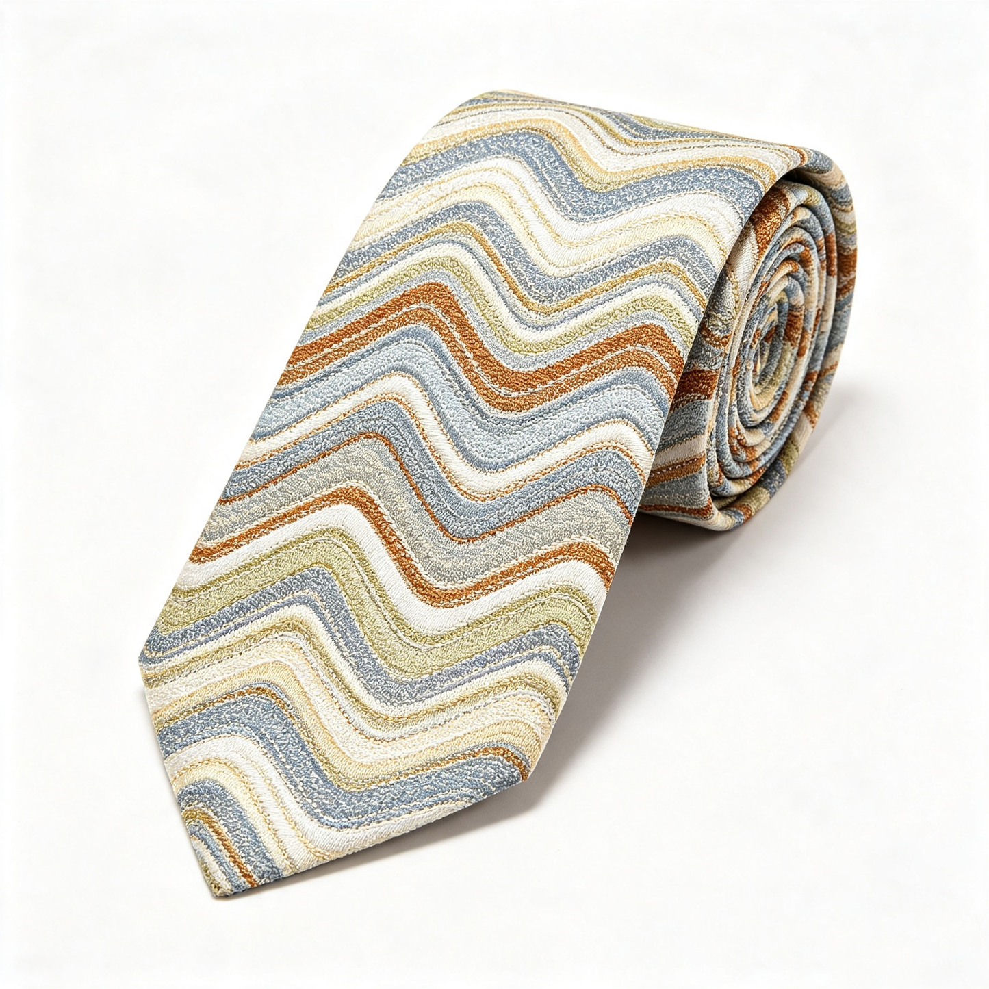 Multicolored Wavy Stripe Jacquard Necktie