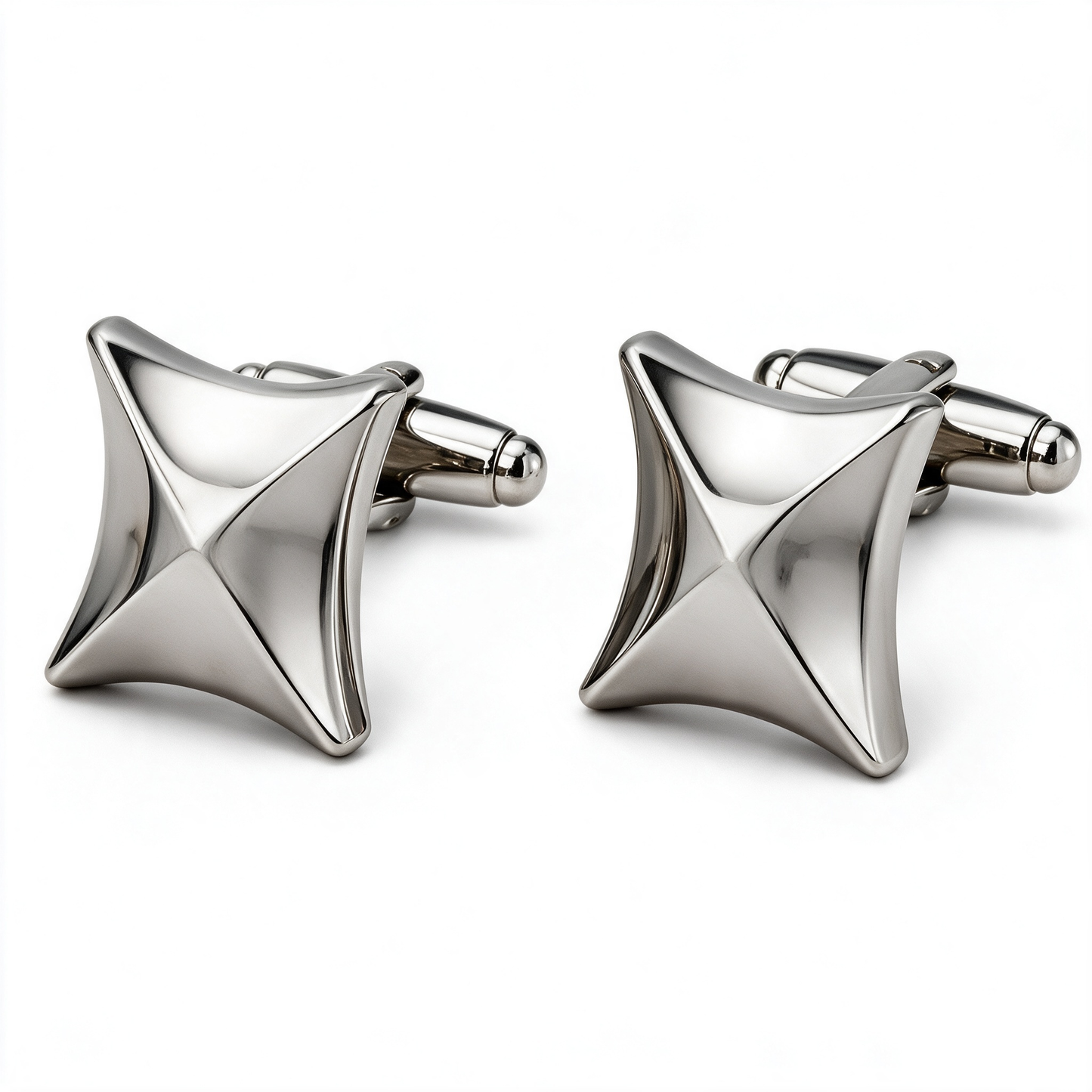 Silver 3D Curved Star Cufflinks