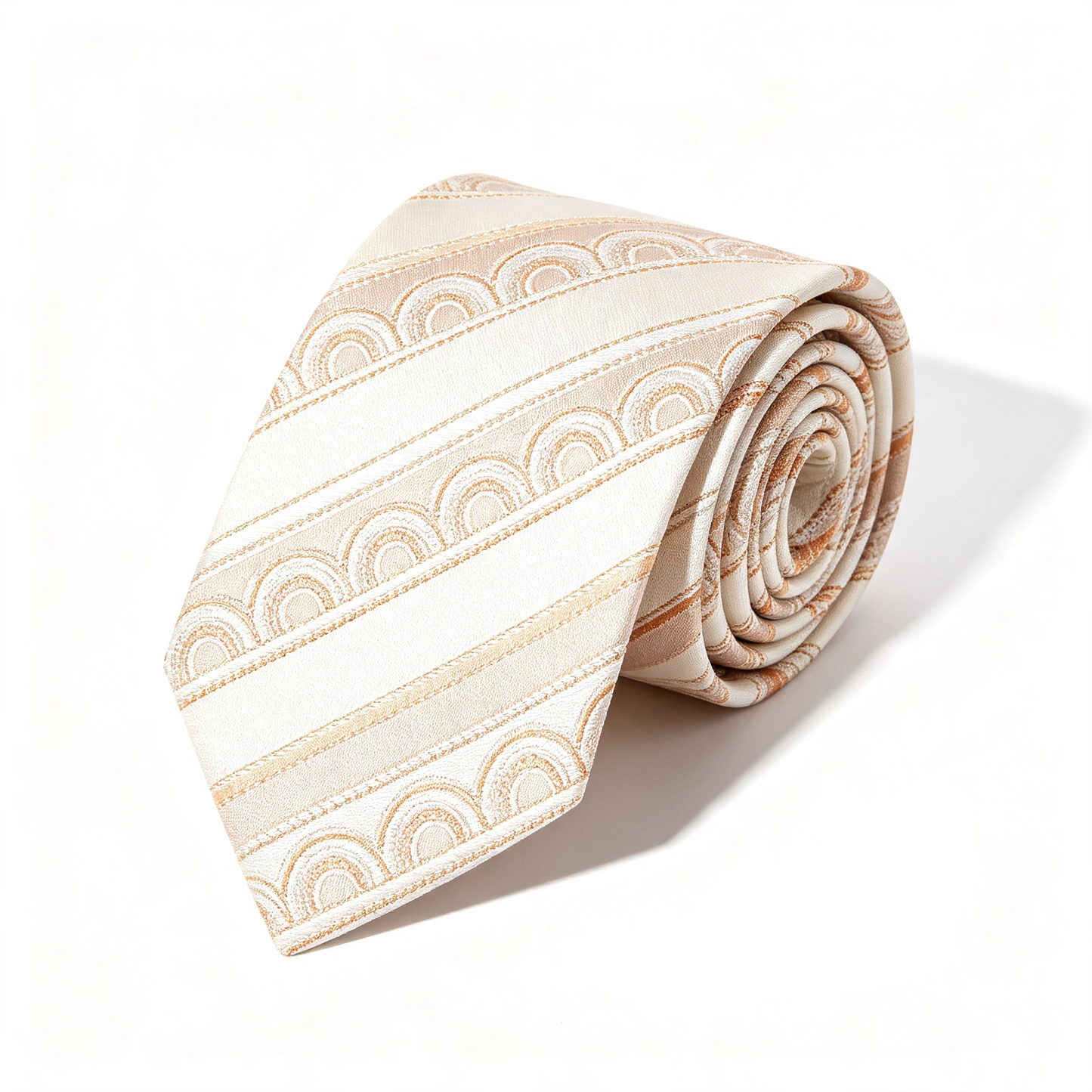 Cream Geometric Arch Stripe Necktie