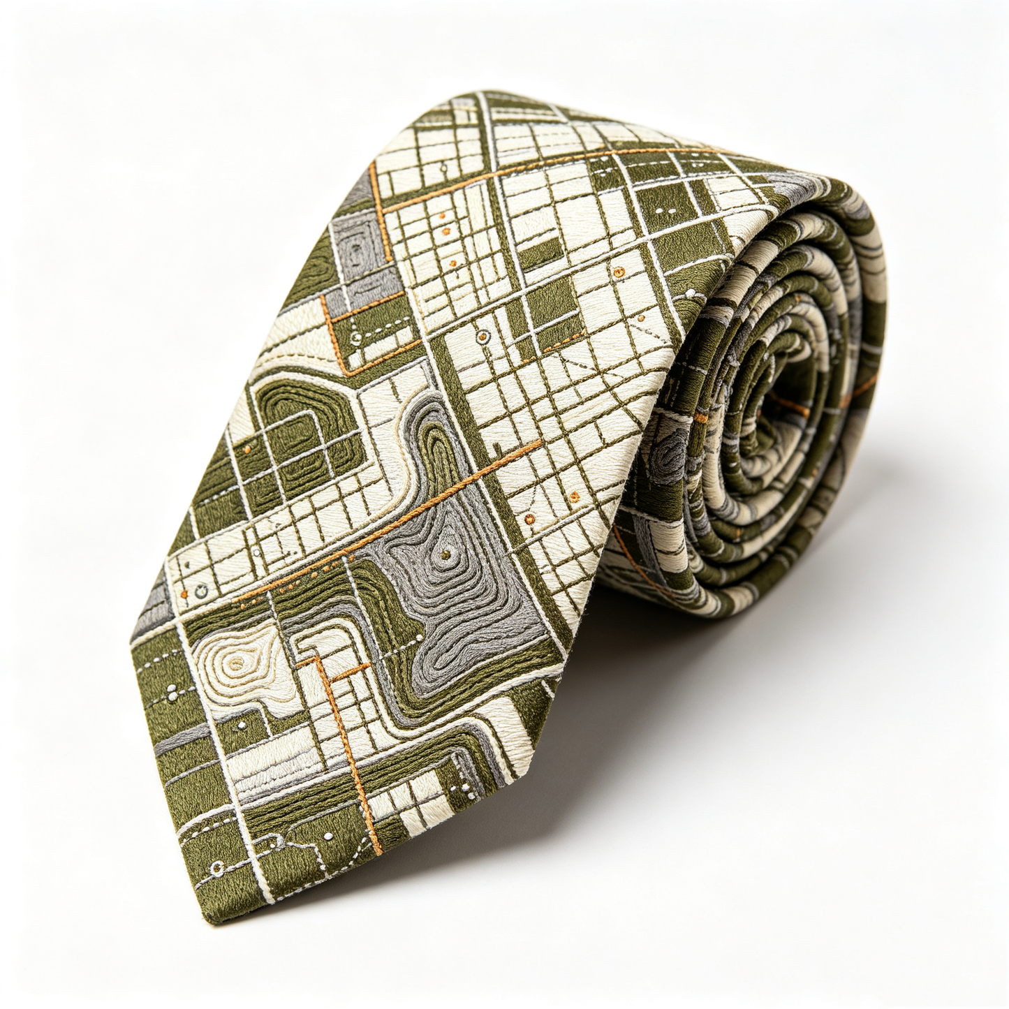 Green Urban City Grid Map Necktie