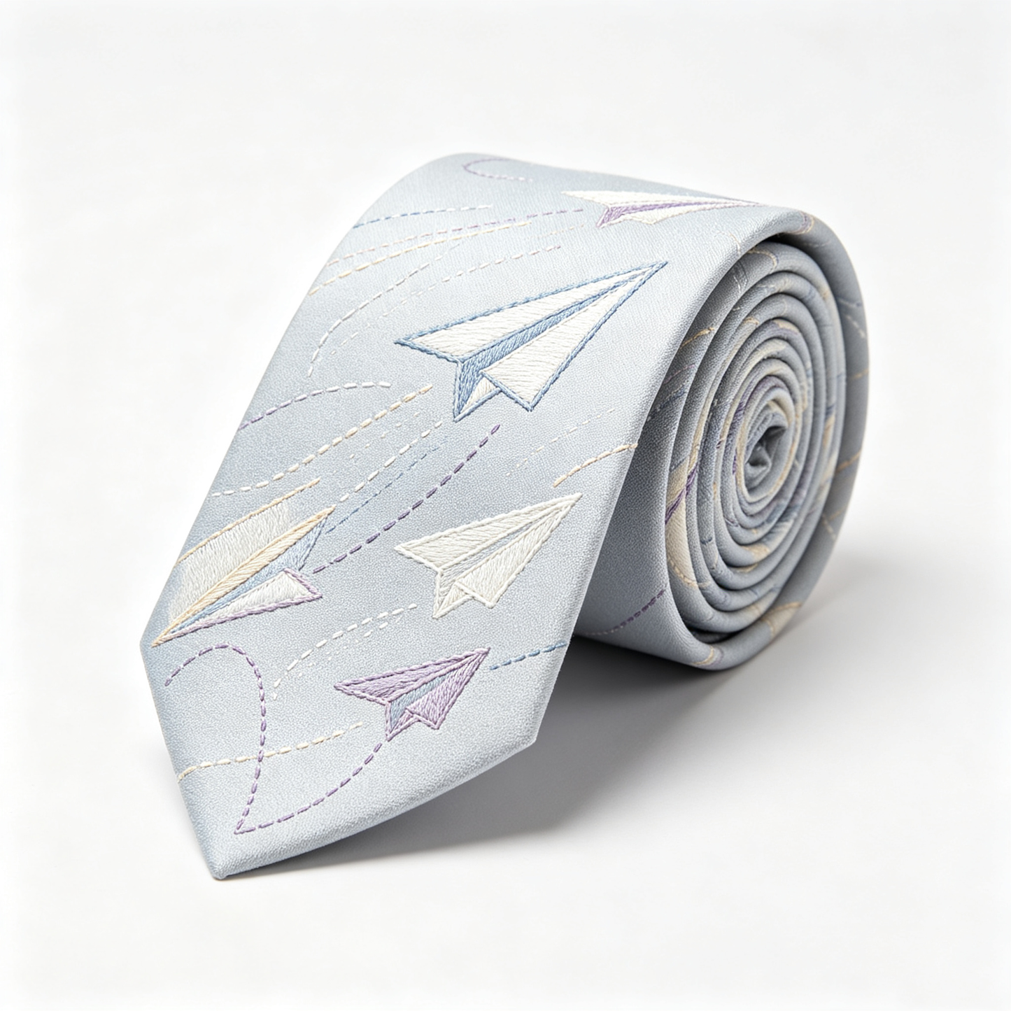 Light Blue Paper Airplane Motif Necktie