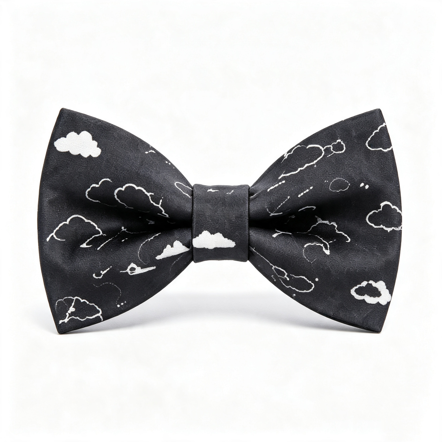 Black White Cloud Print Pre Tied Bow Tie