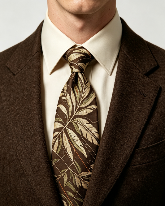 Tropical Palm Leaf Jacquard Necktie