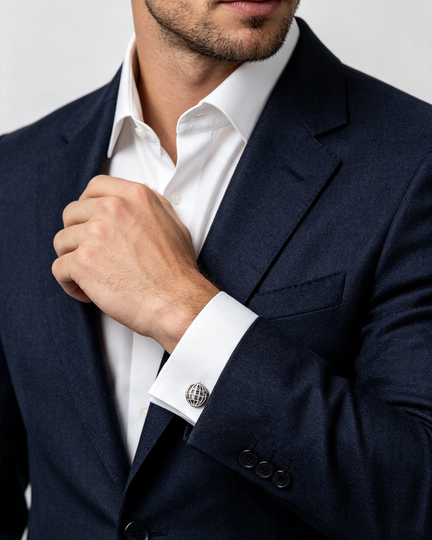 Silver Hollow Globe Cutout Cufflinks
