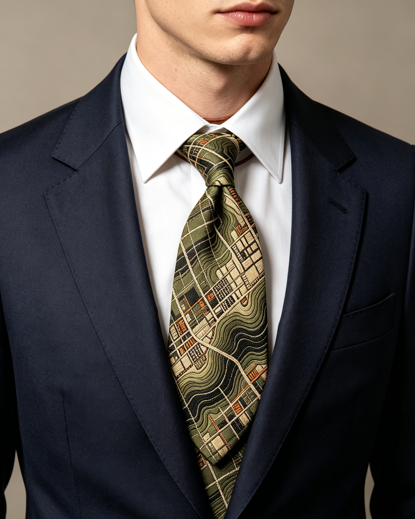 Topographic City Map Pattern Necktie
