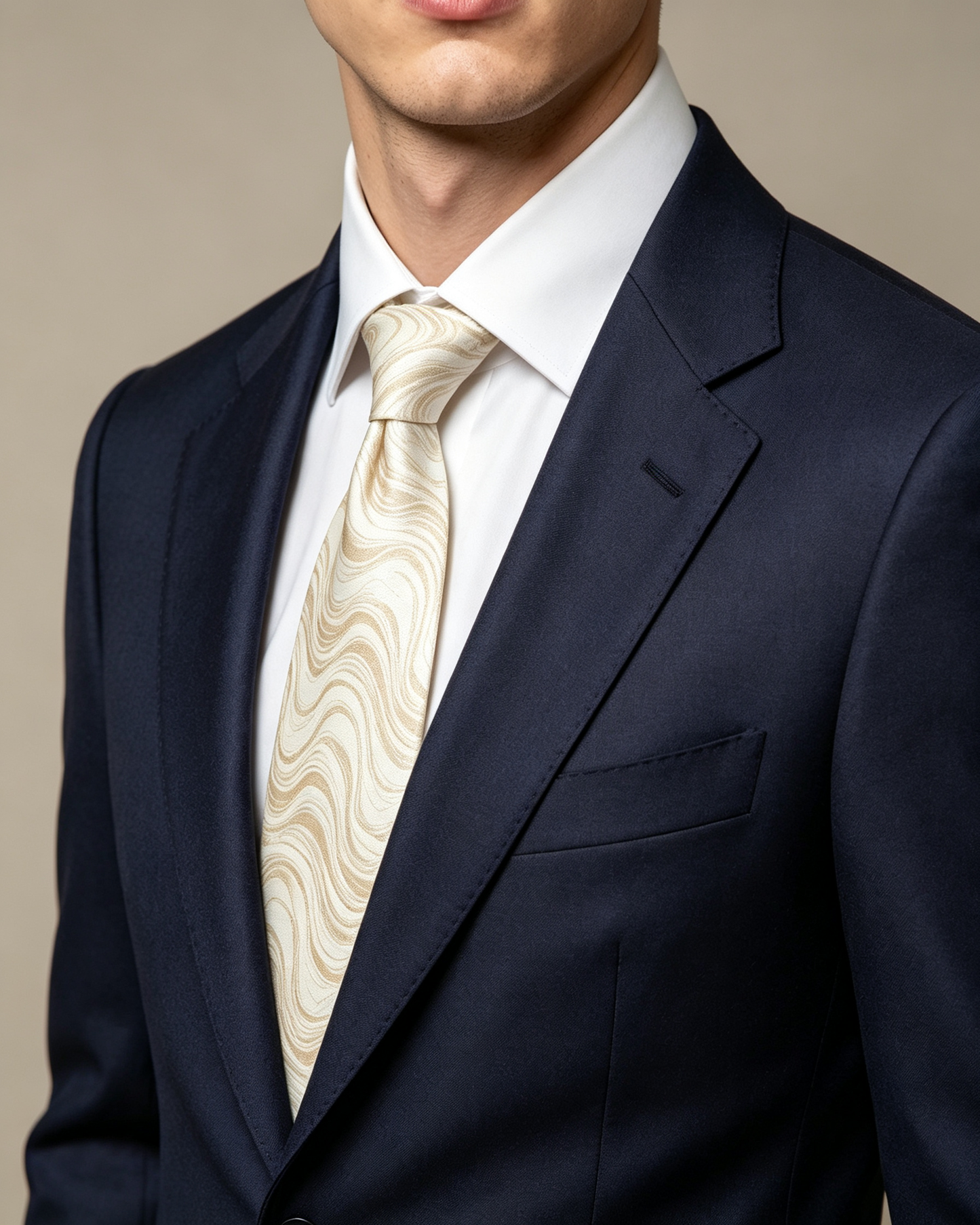 Cream Marble Swirl Jacquard Necktie