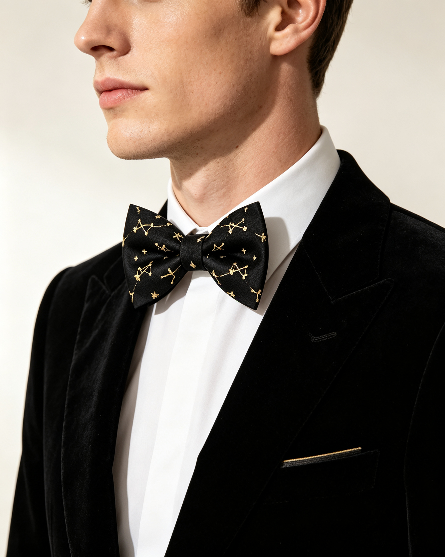 Black Gold Constellation Star Pre Tied Bow Tie