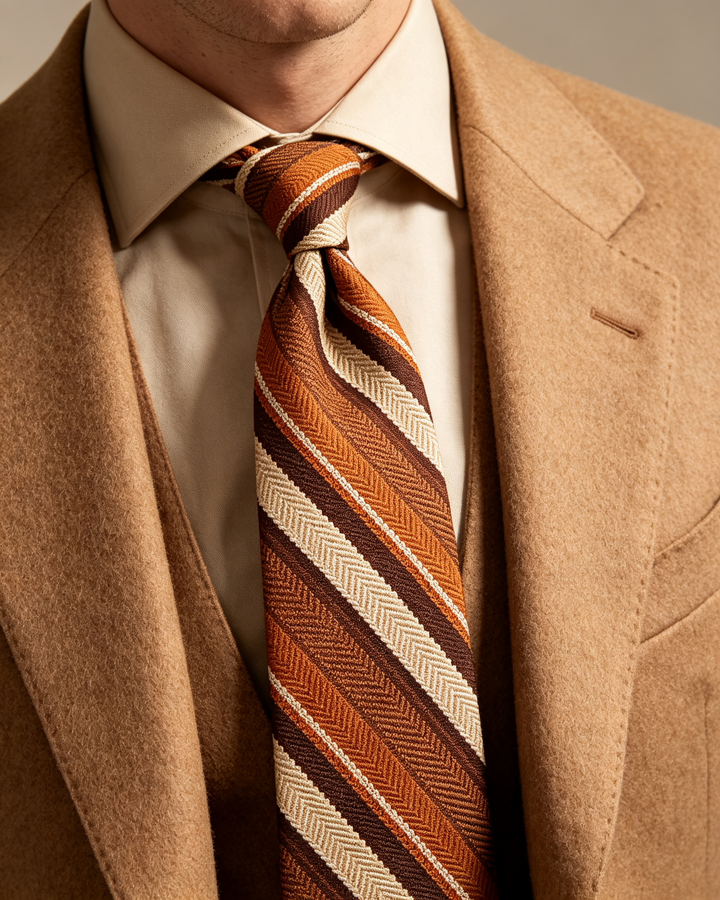 Earth Tone Herringbone Stripe Necktie