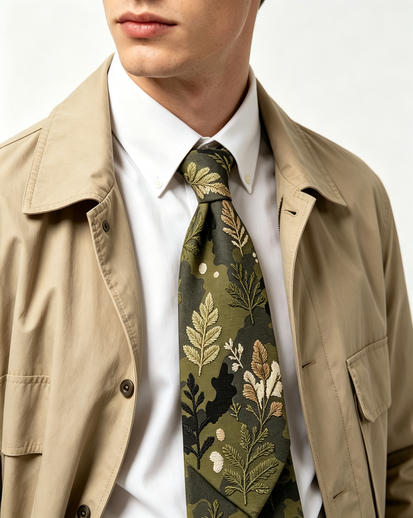 Camouflage Botanical Foliage Necktie