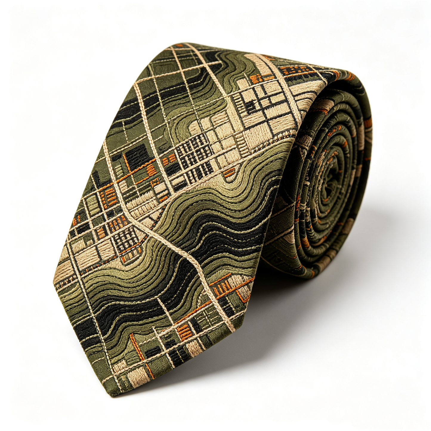 Topographic City Map Pattern Necktie